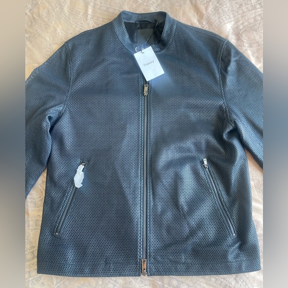 Theory Men Lamb Supreme Mesh Wynmore Jacket Baltic Sz L - Picture 8 of 12